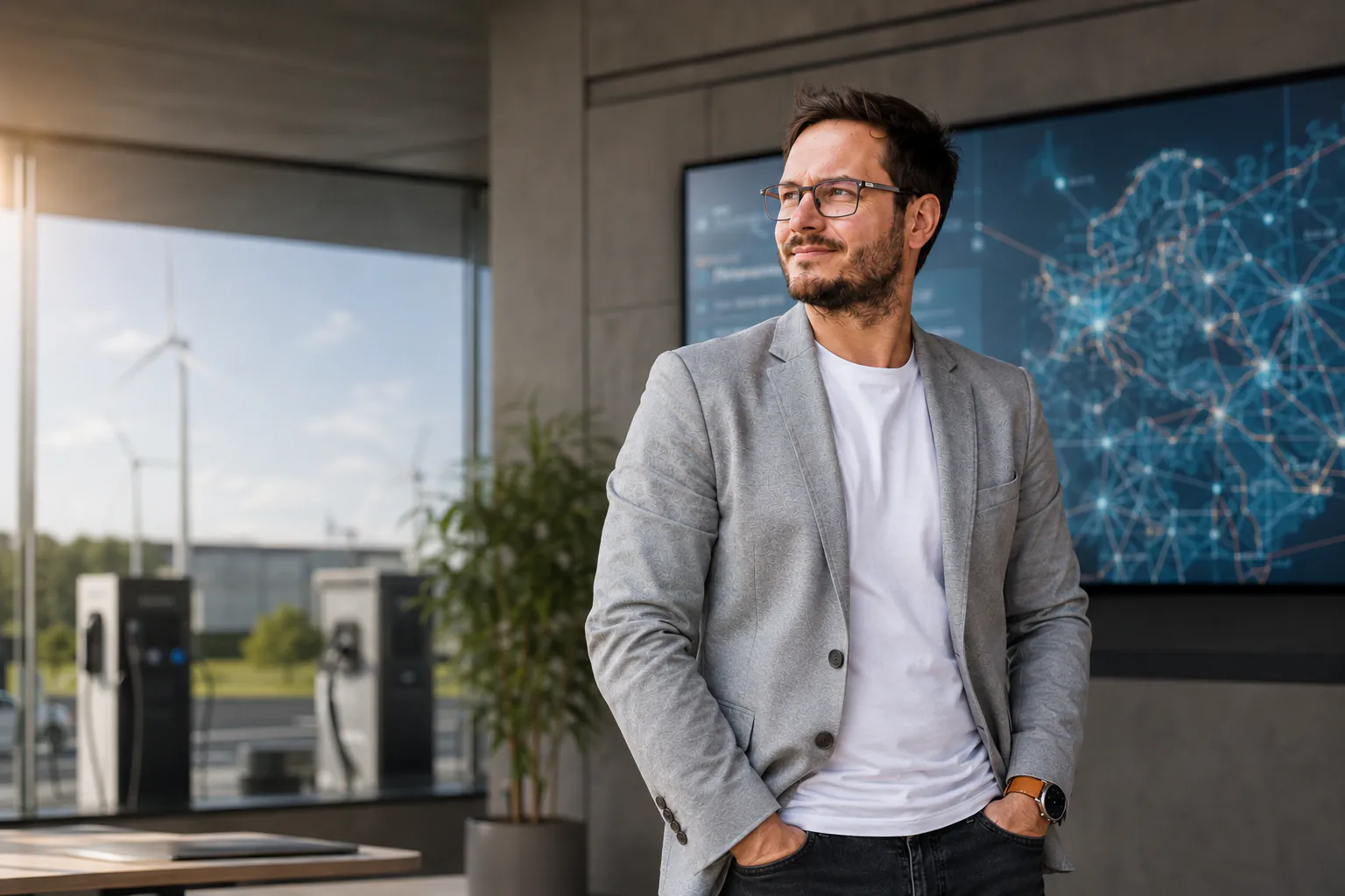 Dr.-Ing. Christopher Wilmes bei der Beratung zu Stromnetzen und Energieinfrastruktur
