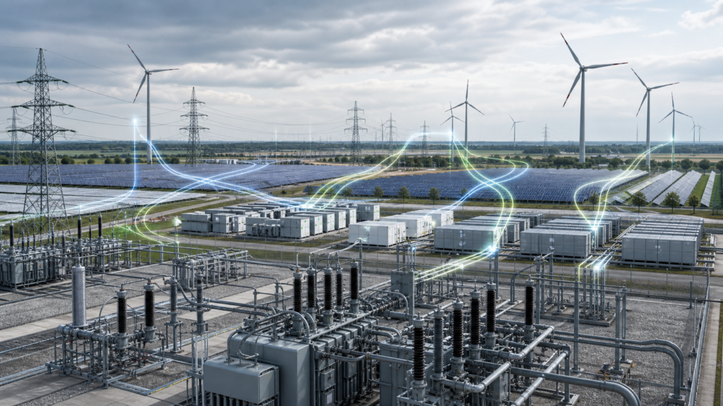 KI-generiertes Detailmotiv zum Fachbeitrag „Energiepolitik nach dem Regierungswechsel: Der Pragmatismus kommt zurück - und trifft auf harte Physik“.