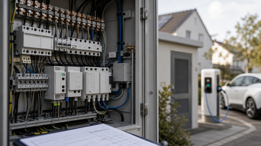 KI-generiertes Detailmotiv zum Fachbeitrag „§ 14a EnWG im Praxistest: Die Niederspannung wird zum politischen Raum“.