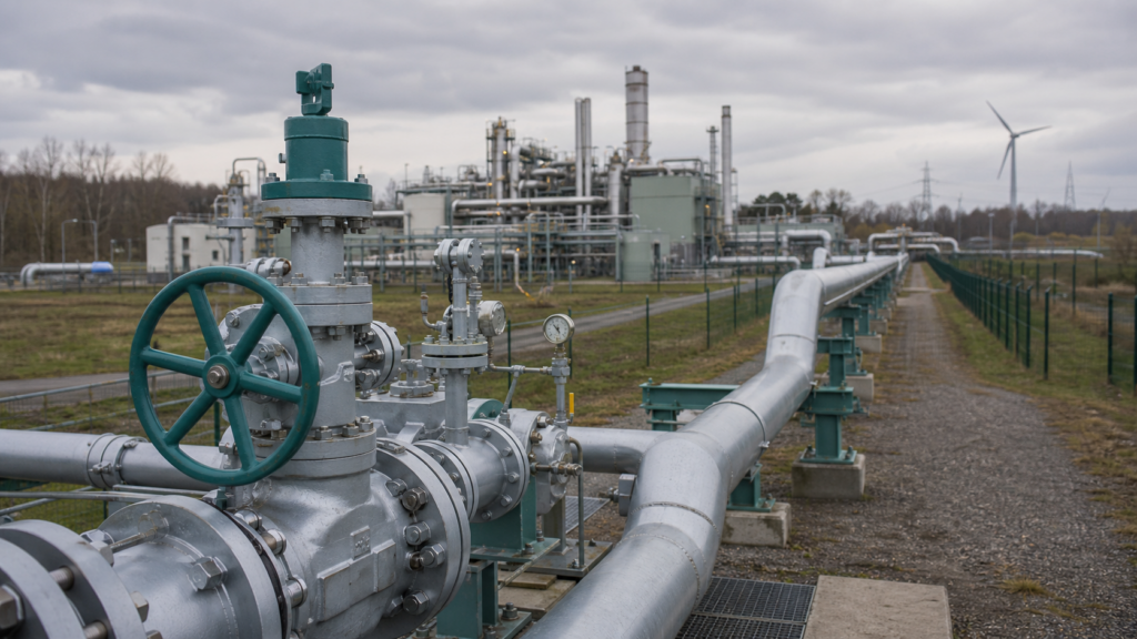 KI-generiertes Detailmotiv zum Fachbeitrag „Wasserstoff-Kernnetz: Deutschland plant die Molekülseite der Energiewende“.